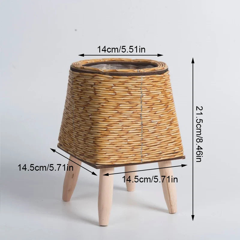 Cesta De Flores De Tecido Nórdico Com Pernas Removíveis, Pote De Imitação De Rattan, Suporte de planta