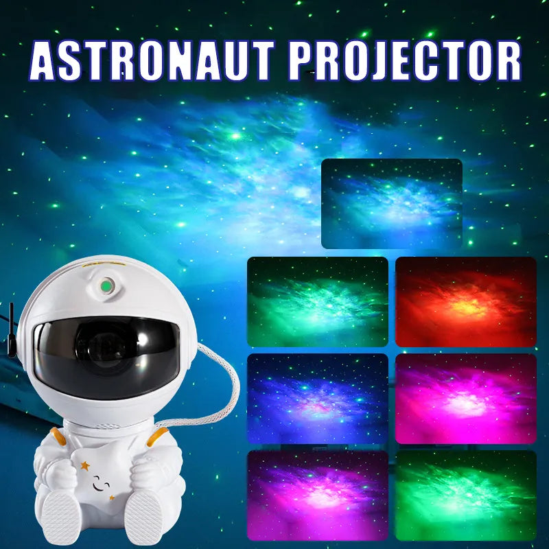 Luminária Projetor Astronauta Led Colorido Galáxia Estrelas