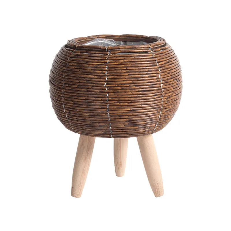 Cesta De Flores De Tecido Nórdico Com Pernas Removíveis, Pote De Imitação De Rattan, Suporte de planta