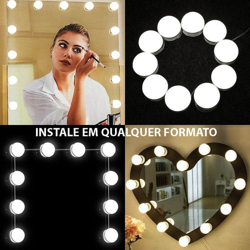 Kit Com 10 Lâmpadas de LED Para Espelho de Maquiagem Camarim