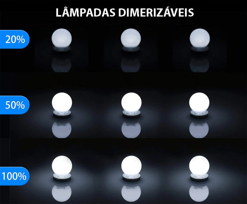 Kit Com 10 Lâmpadas de LED Para Espelho de Maquiagem Camarim