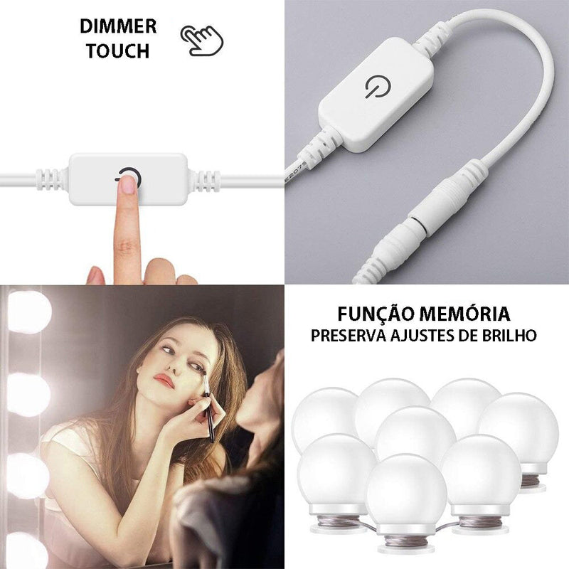 Kit Com 10 Lâmpadas de LED Para Espelho de Maquiagem Camarim