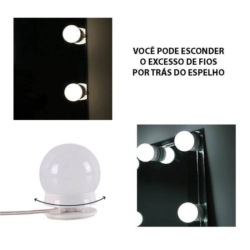 Kit Com 10 Lâmpadas de LED Para Espelho de Maquiagem Camarim